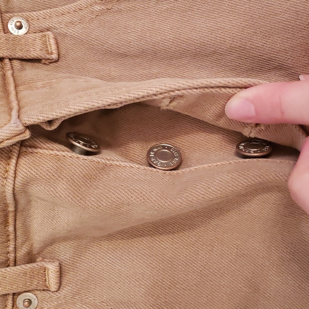 GAP 6S 6 Short 28 Cheeky Straight High Rise Tan Jeans Denim Raw Hem - Picture 3 of 6